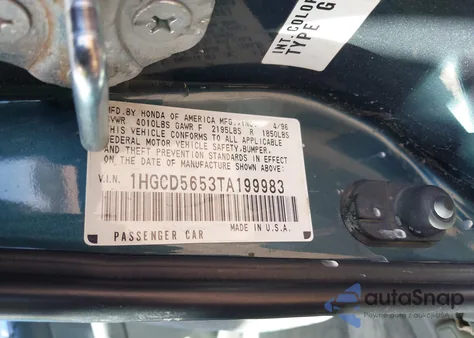 1996 Honda Accord Ex/Ex-R z USA, uszkodzony, nr VIN 1HGCD5653TA199983